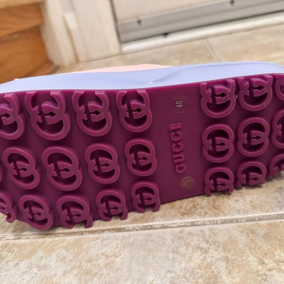 Gucci Interlocking G Platform Rubber Slides — EU 40 (Sugar Pink/Lilac) - Picture 6 of 8